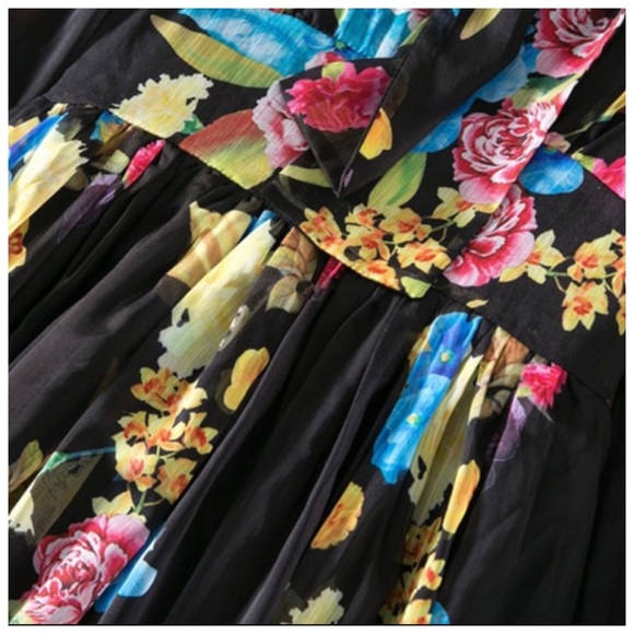 The Lucia Silk Gorgeous Sheer Floral Maxi Dress - Picture 7 of 7